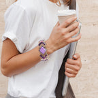 Pointedly Purple Turquoise Golden Link Bracelet by Barse Jewelry