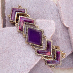 Pointedly Purple Turquoise Golden Link Bracelet by Barse Jewelry