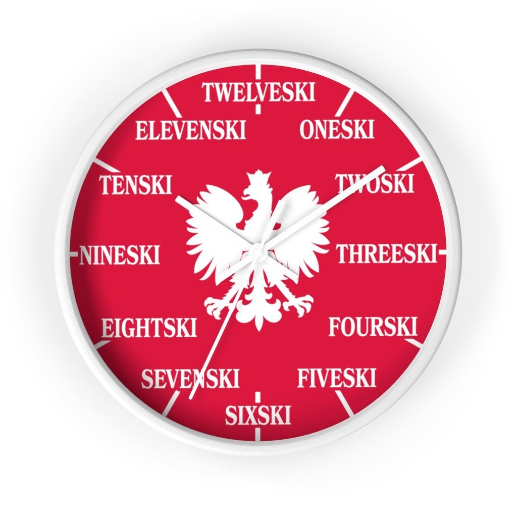 Polish Surname Ski Funny Indoor Wall Clock