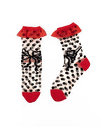 Polka Dot Bow Ruffle Sheer Crew Sock by Sock Candy