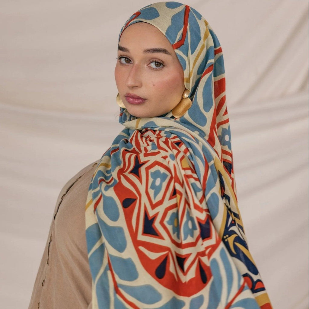 Poly-Cotton Printed Hijab Scarf (MH214) La Vie Bien Poly-Cotton Printed Hijab Scarf (MH214)