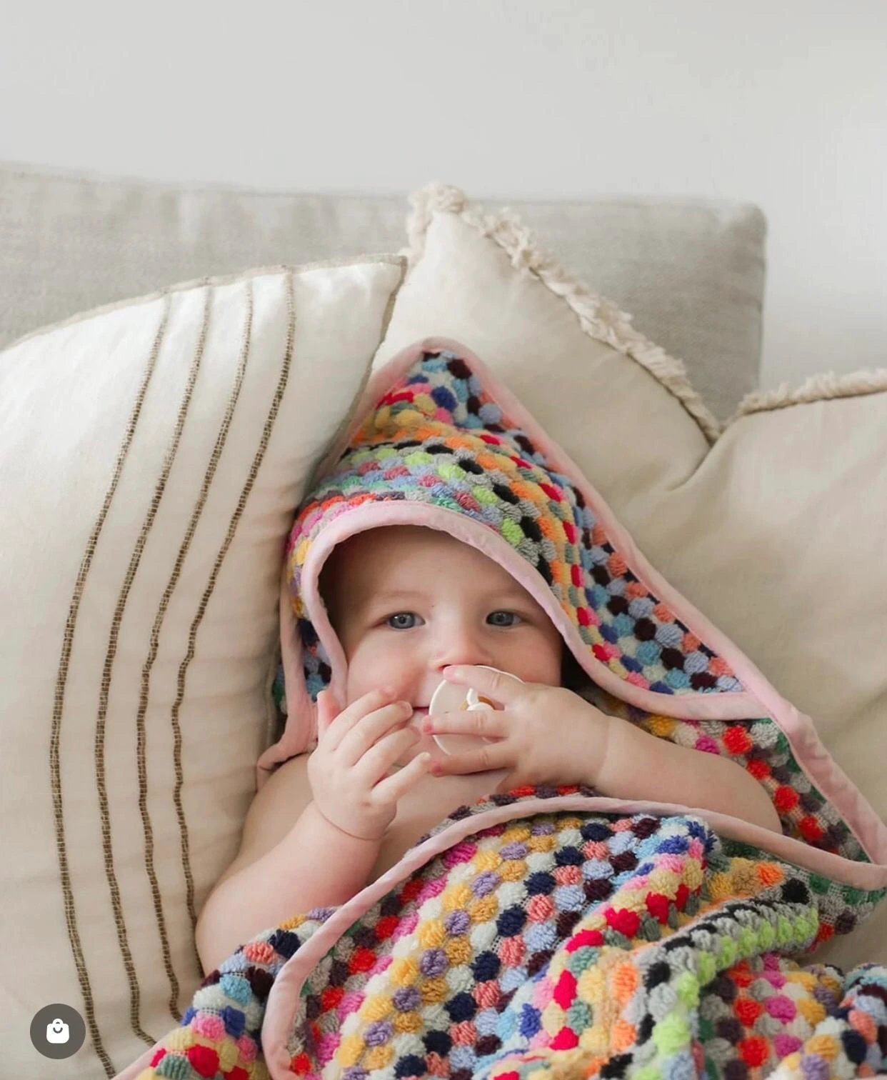 Pom Pom Baby Swaddle Blanket by Kalkedon Towels