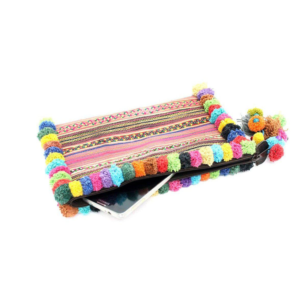 Pom Pom Boho Clutch - Thailand Bags La Vie Bien Pom Pom Boho Clutch - Thailand