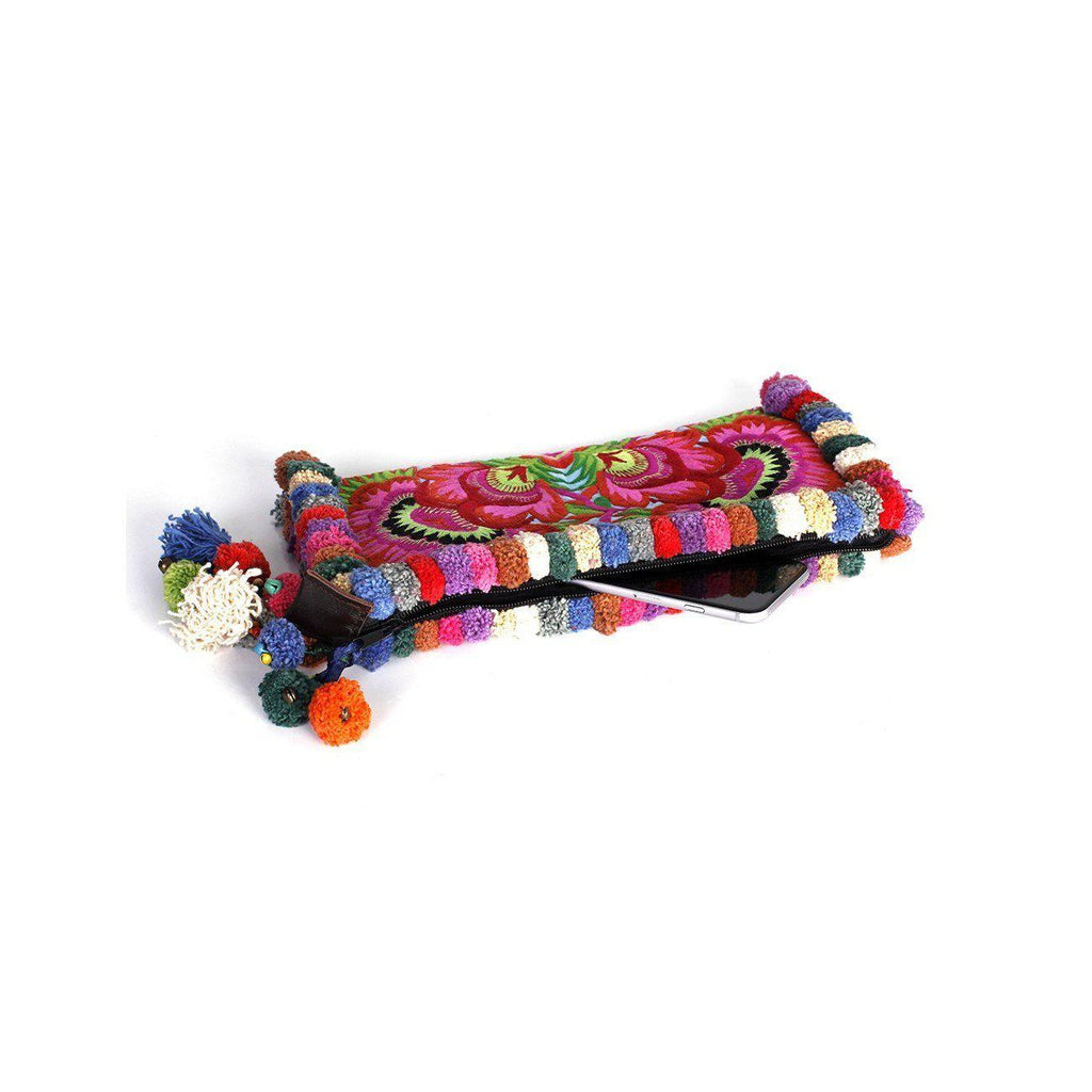 Pom Pom Boho Clutch - Thailand Bags La Vie Bien Pom Pom Boho Clutch - Thailand