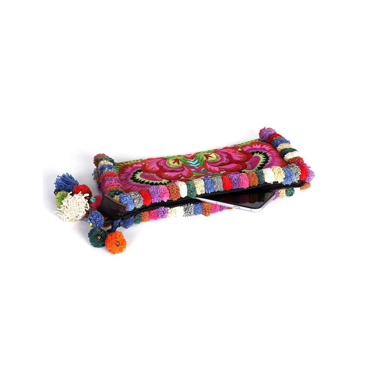 Pom Pom Boho Clutch - Thailand Bags La Vie Bien Pom Pom Boho Clutch - Thailand