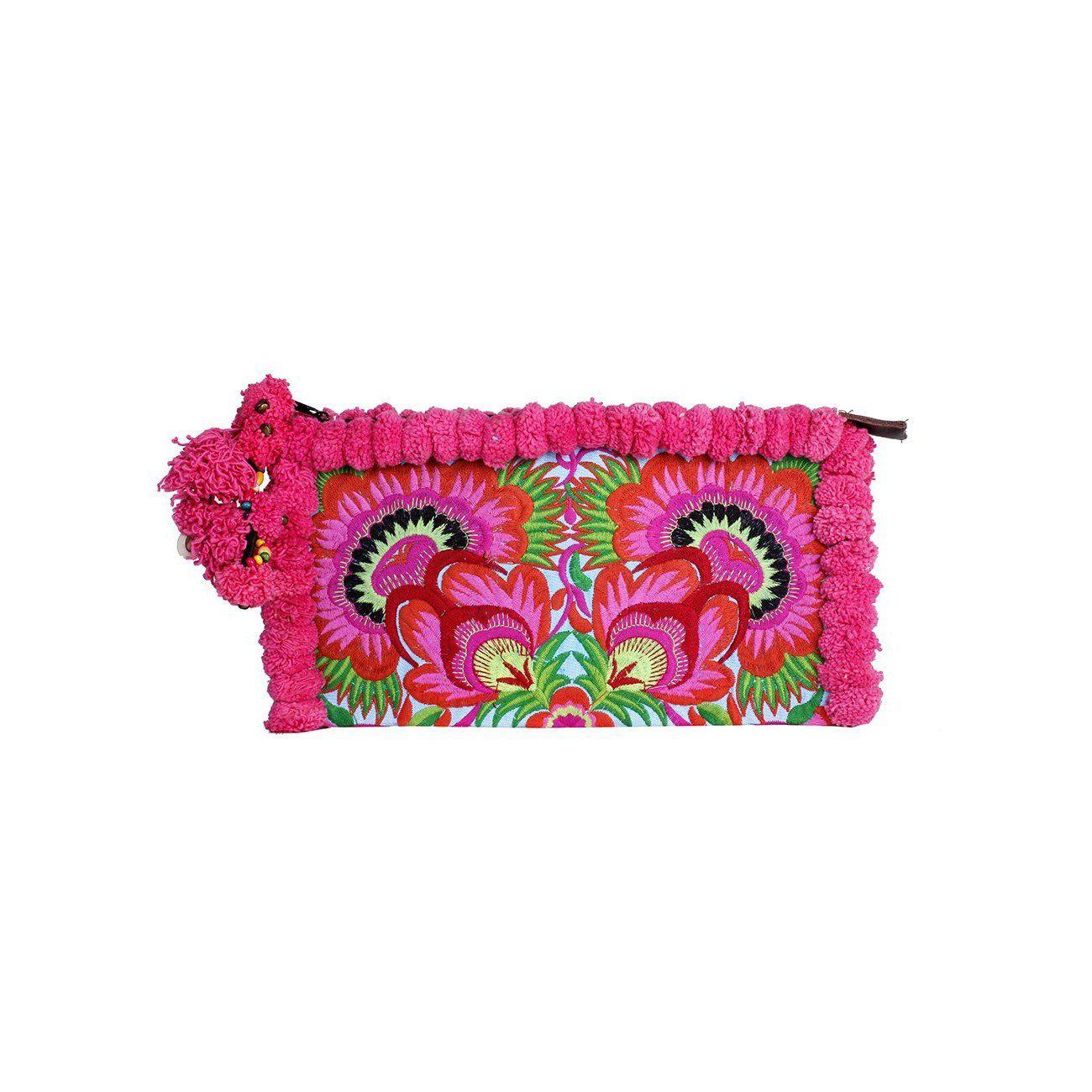 Pom Pom Boho Clutch - Thailand Bags La Vie Bien Pom Pom Boho Clutch - Thailand