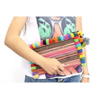 Pom Pom Boho Clutch - Thailand Bags La Vie Bien Pom Pom Boho Clutch - Thailand