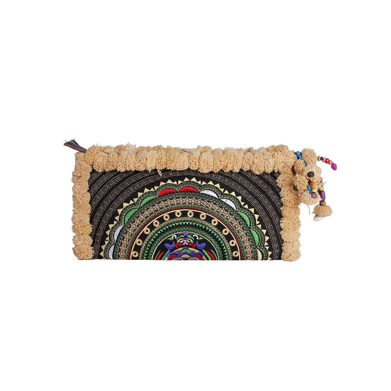 Pom Pom Boho Clutch - Thailand Bags La Vie Bien Pom Pom Boho Clutch - Thailand