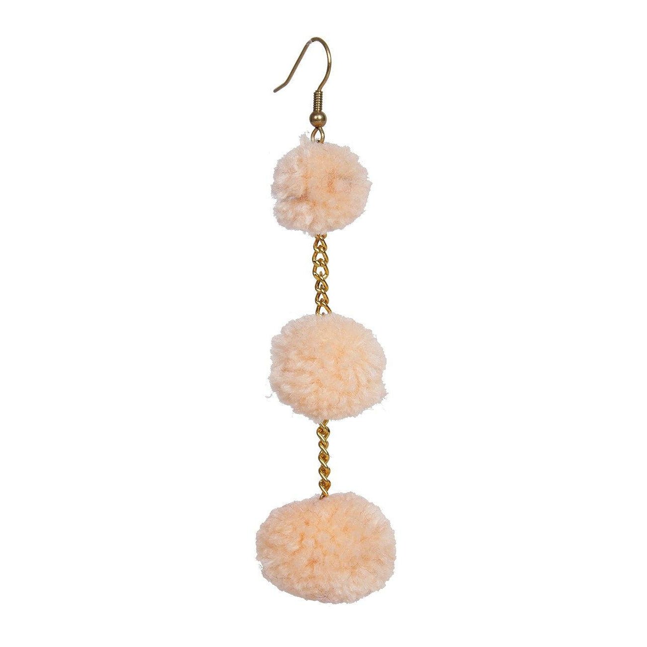 Pom Pom Brass Chain Earrings - Thailand Jewelry La Vie Bien Pom Pom Brass Chain Earrings - Thailand