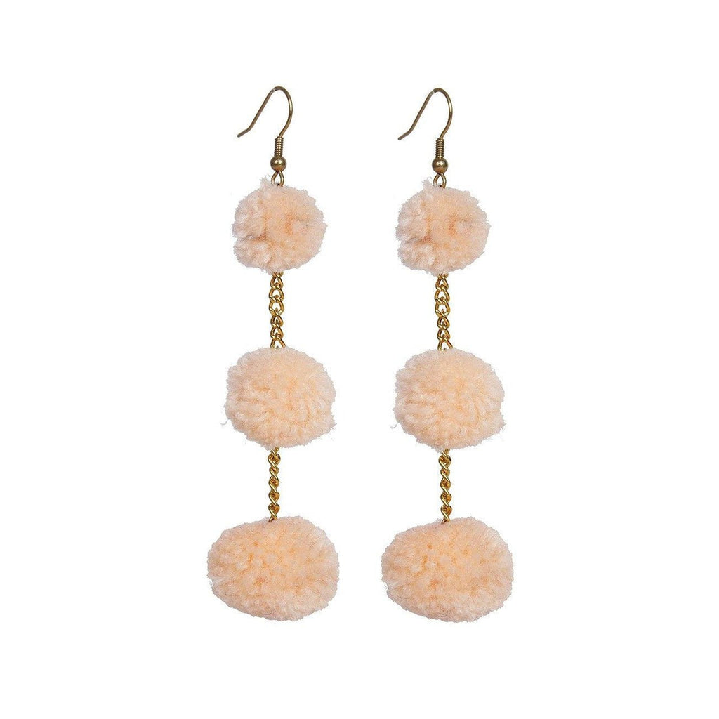 Pom Pom Brass Chain Earrings - Thailand Jewelry La Vie Bien Pom Pom Brass Chain Earrings - Thailand