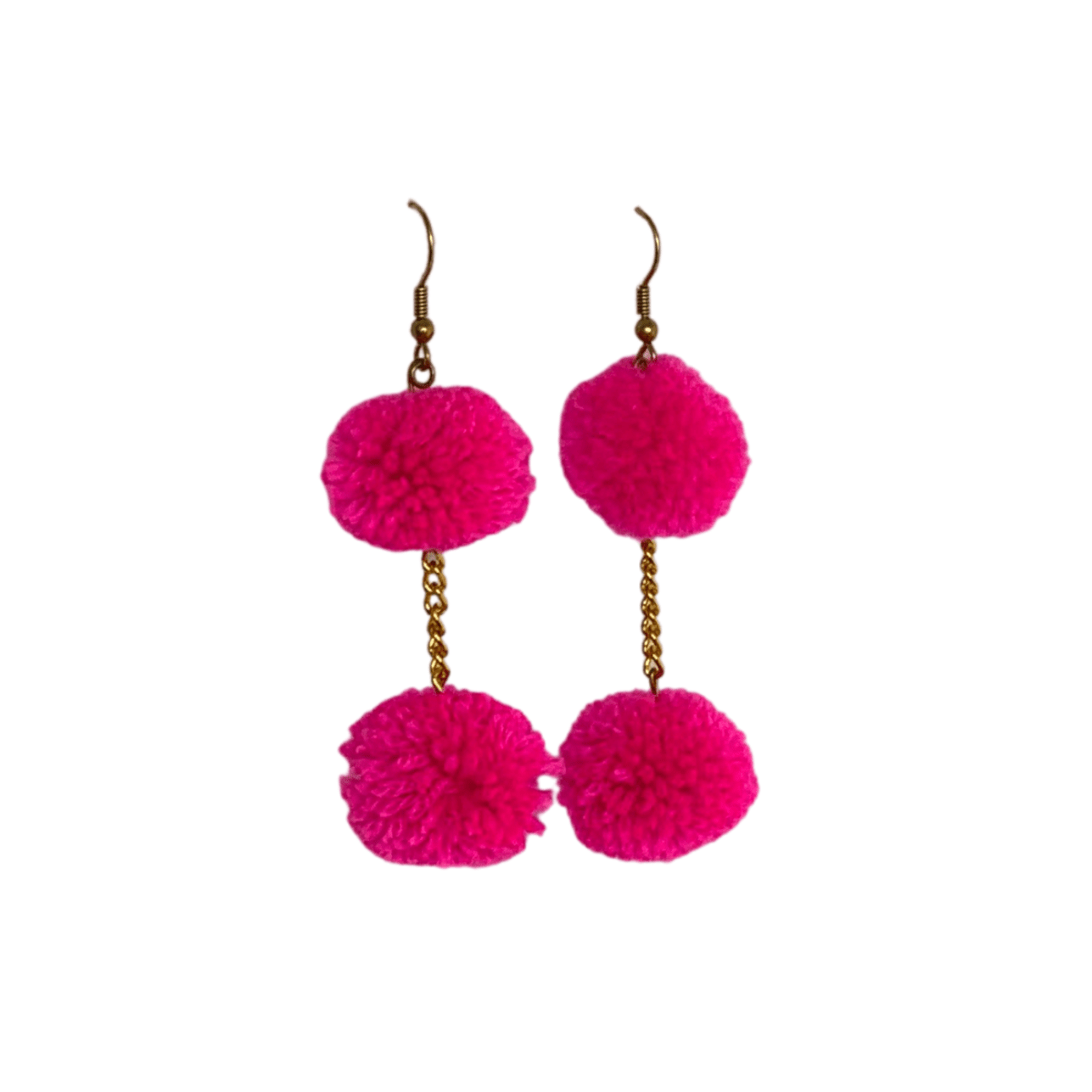 Pom Pom Brass Chain Earrings - Thailand Jewelry La Vie Bien Pom Pom Brass Chain Earrings - Thailand