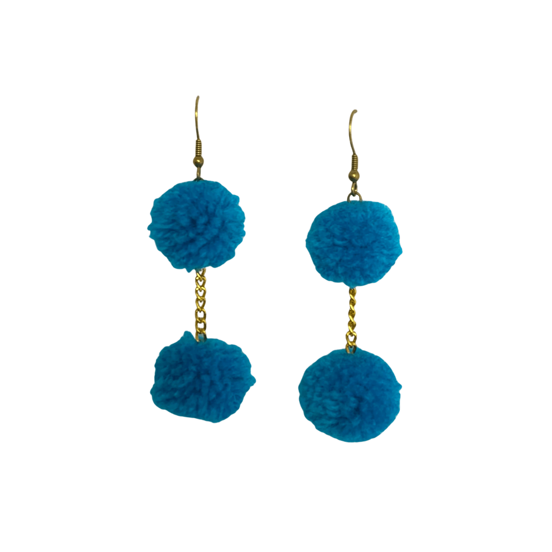 Pom Pom Brass Chain Earrings - Thailand Jewelry La Vie Bien Pom Pom Brass Chain Earrings - Thailand