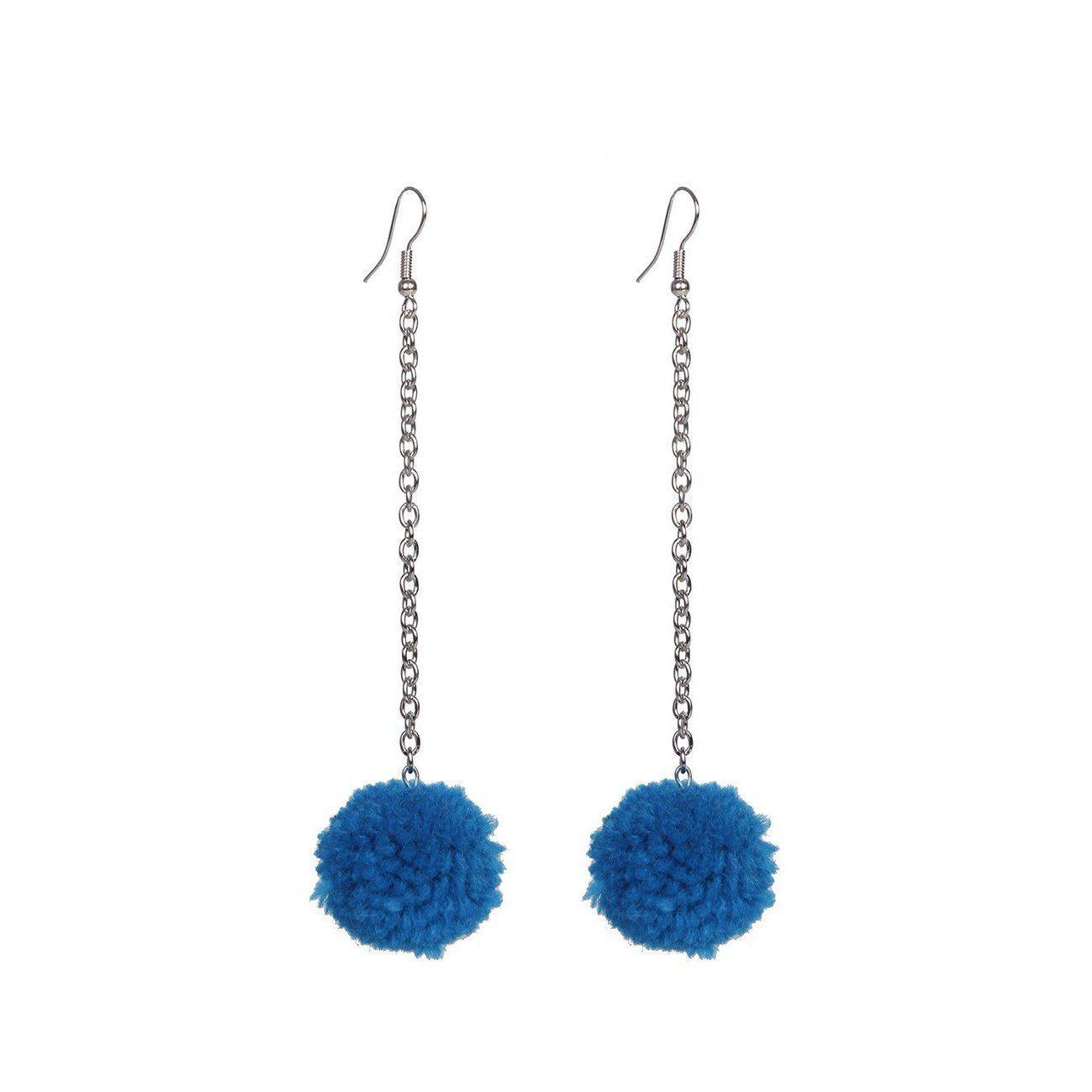 Pom Pom Chain Earrings - Thailand Jewelry La Vie Bien Pom Pom Chain Earrings - Thailand