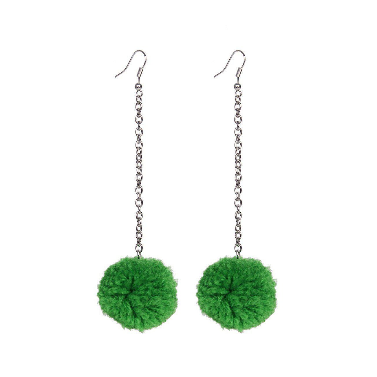 Pom Pom Chain Earrings - Thailand Jewelry La Vie Bien Pom Pom Chain Earrings - Thailand