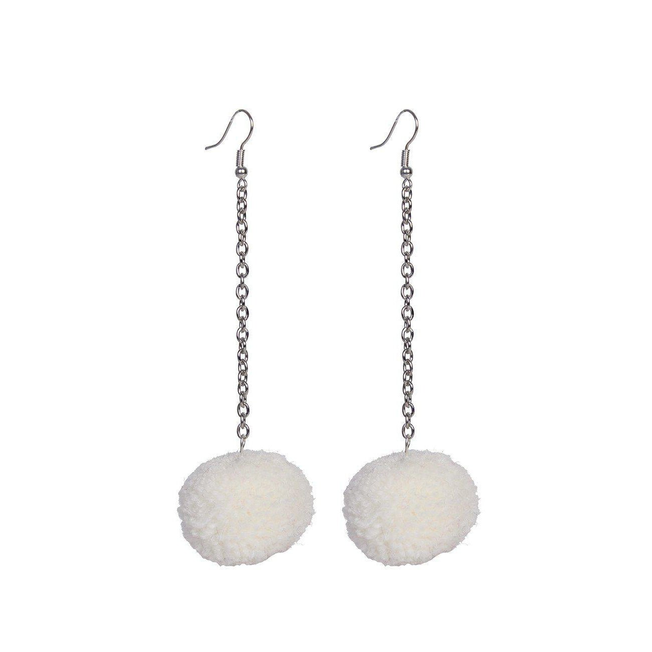 Pom Pom Chain Earrings - Thailand Jewelry La Vie Bien Pom Pom Chain Earrings - Thailand