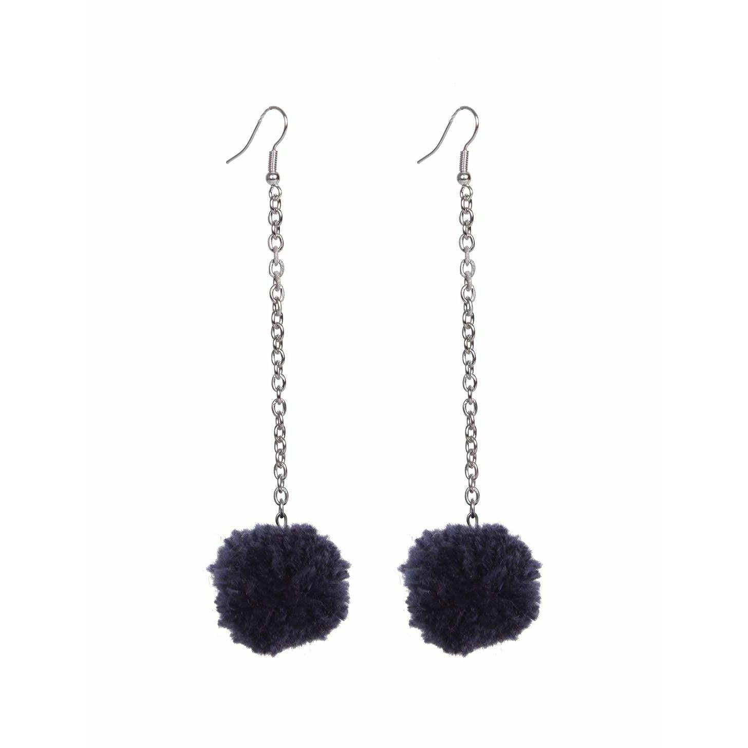 Pom Pom Chain Earrings - Thailand Jewelry La Vie Bien Pom Pom Chain Earrings - Thailand