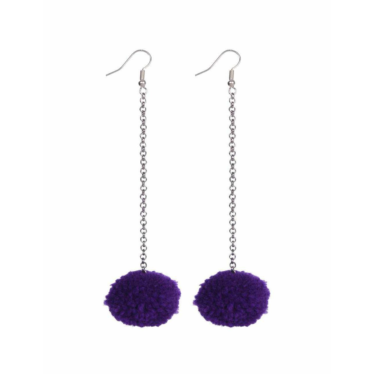 Pom Pom Chain Earrings - Thailand Jewelry La Vie Bien Pom Pom Chain Earrings - Thailand