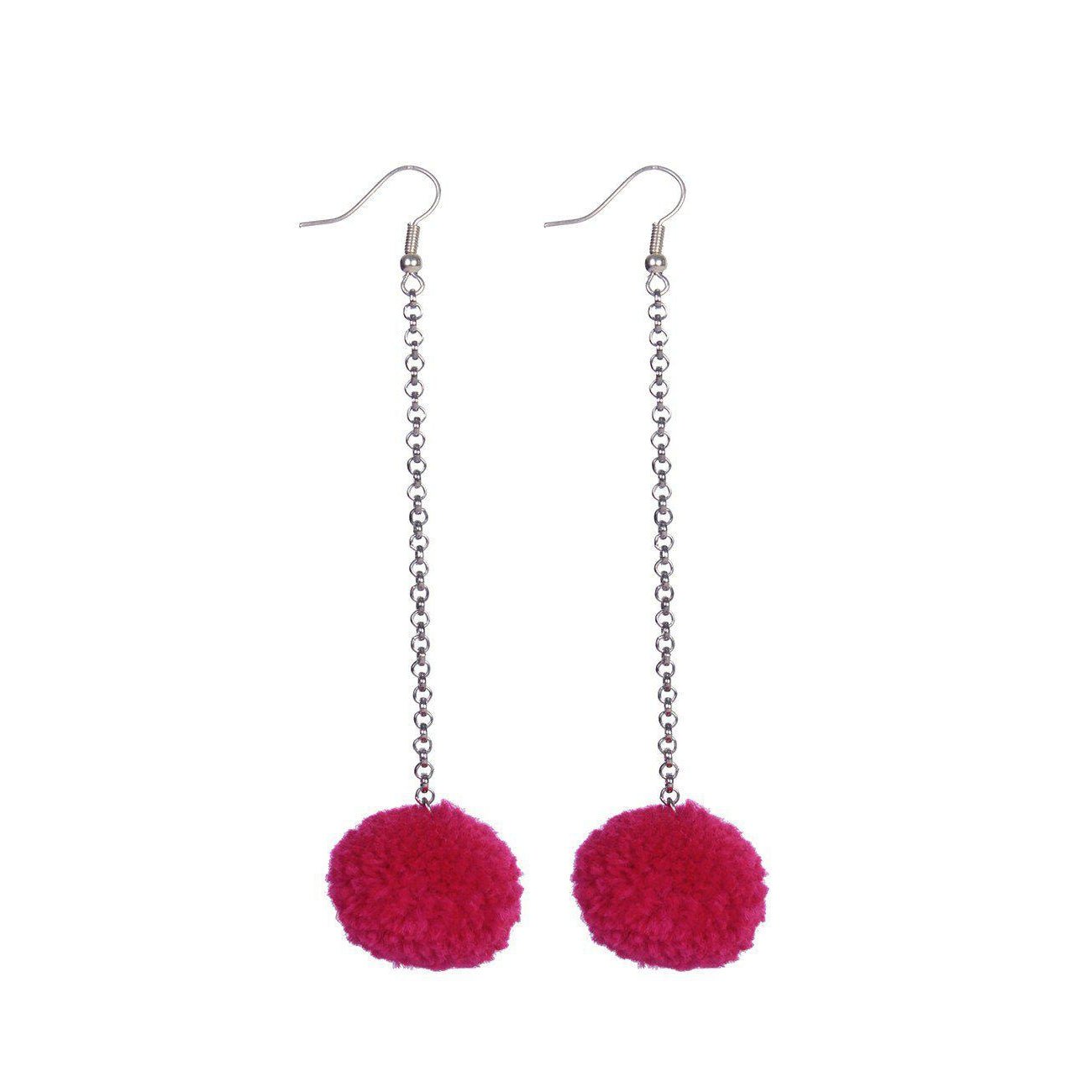 Pom Pom Chain Earrings - Thailand Jewelry La Vie Bien Pom Pom Chain Earrings - Thailand