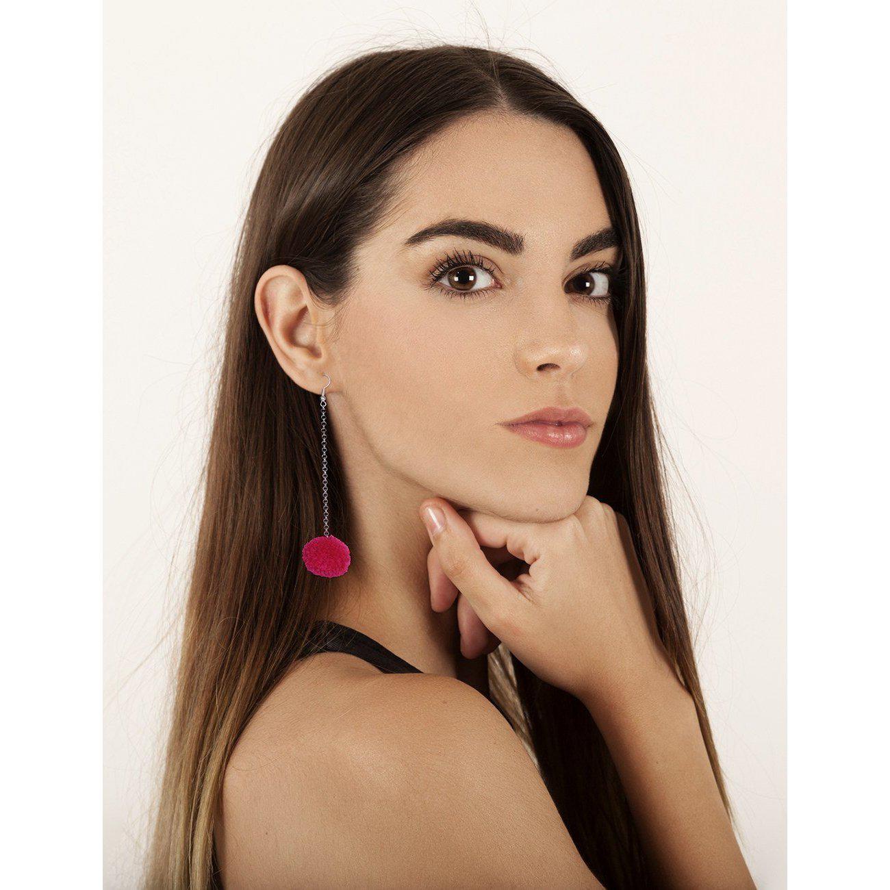 Pom Pom Chain Earrings - Thailand Jewelry La Vie Bien Pom Pom Chain Earrings - Thailand