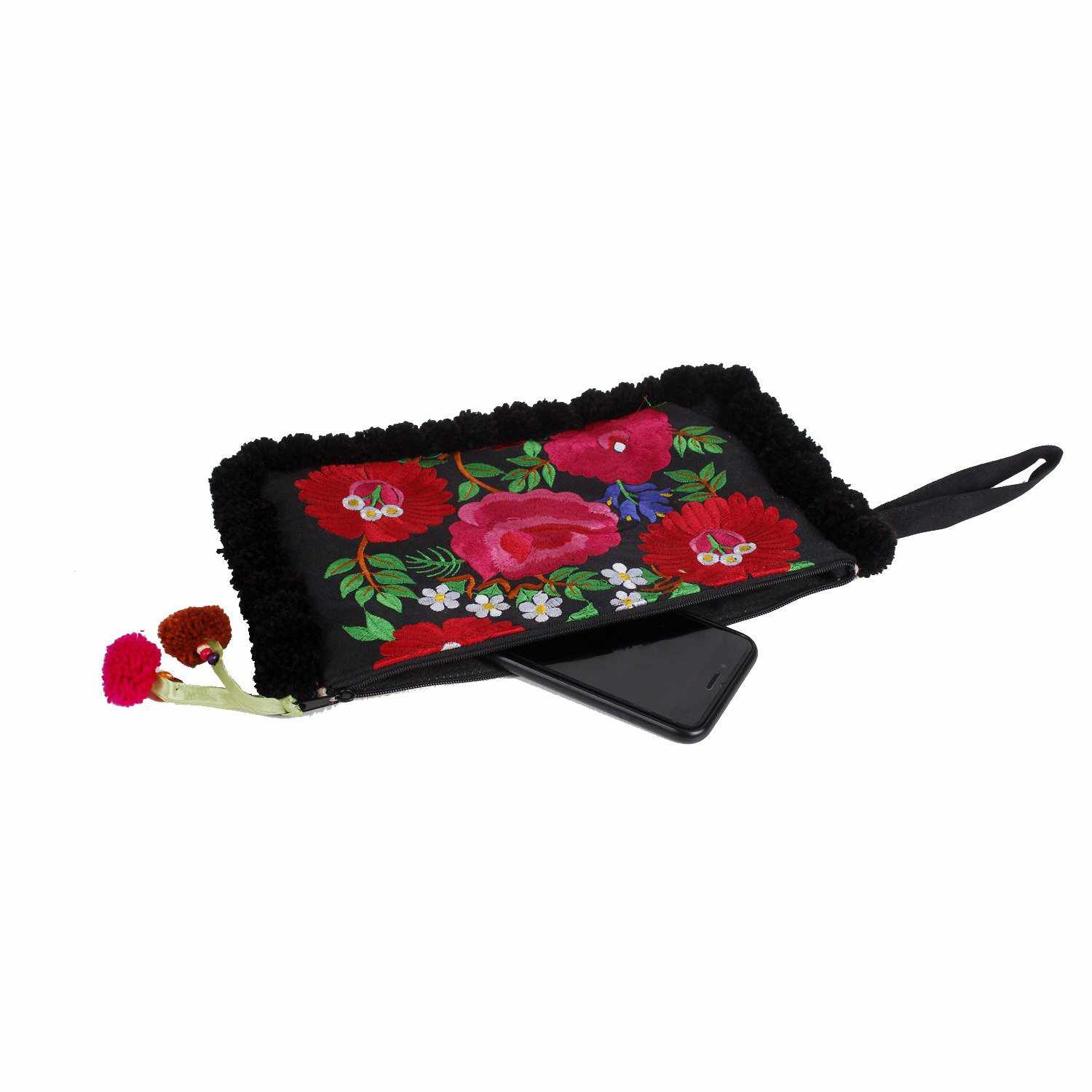 Pom Pom Flower Wristlet - Thailand Bags La Vie Bien Pom Pom Flower Wristlet - Thailand