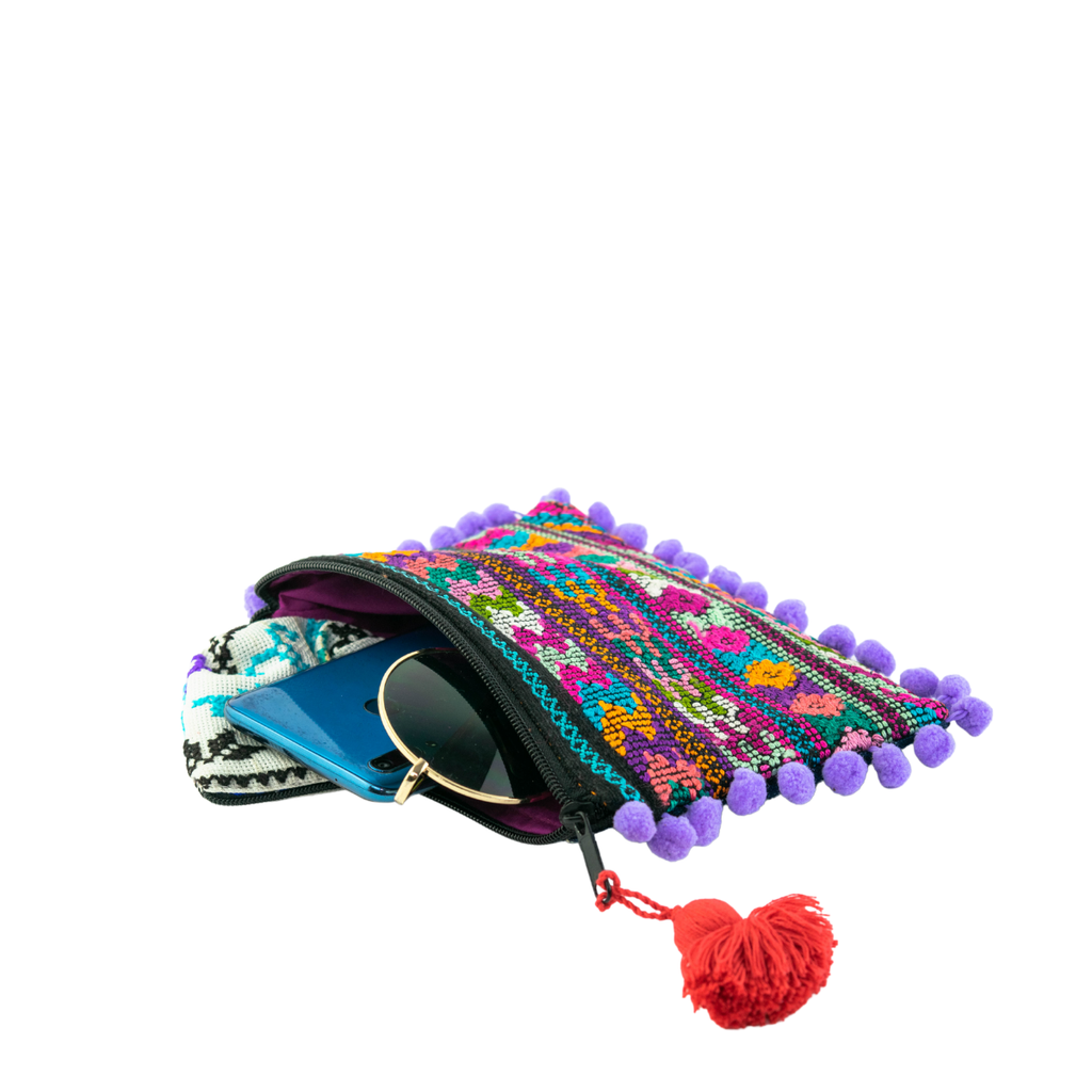 Pom Pom Maya Bag Up - cycled Huipil (Assorted Colors) - Guatemala Bags La Vie Bien Pom Pom Maya Bag Up - cycled Huipil (Assorted Colors) - Guatemala