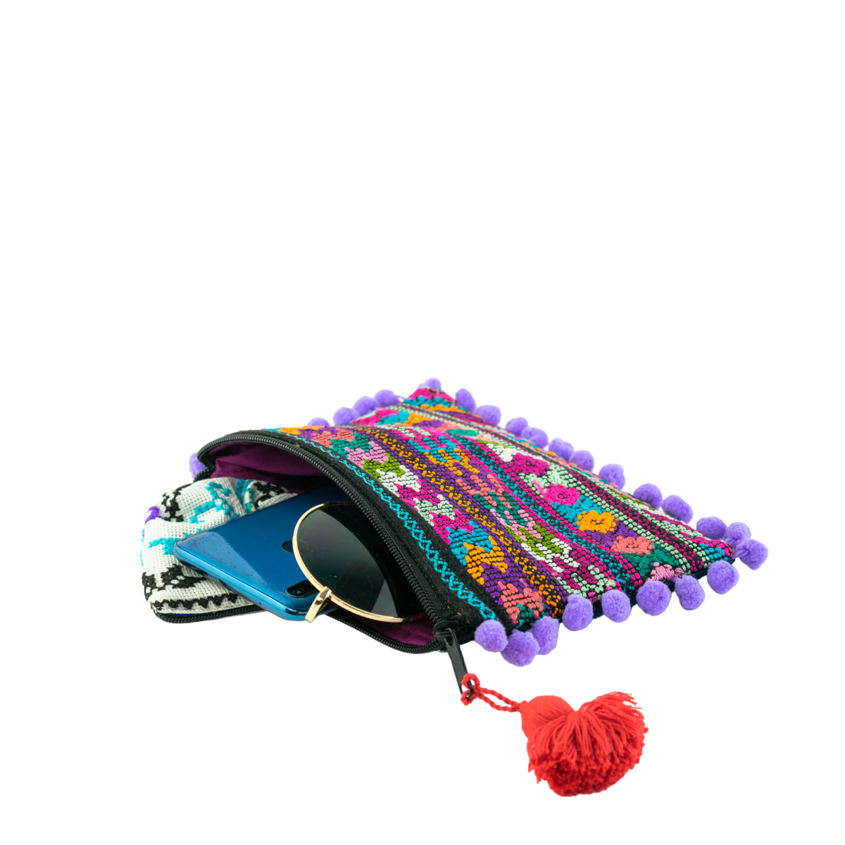 Pom Pom Maya Bag Up - cycled Huipil (Assorted Colors) - Guatemala Bags La Vie Bien Pom Pom Maya Bag Up - cycled Huipil (Assorted Colors) - Guatemala