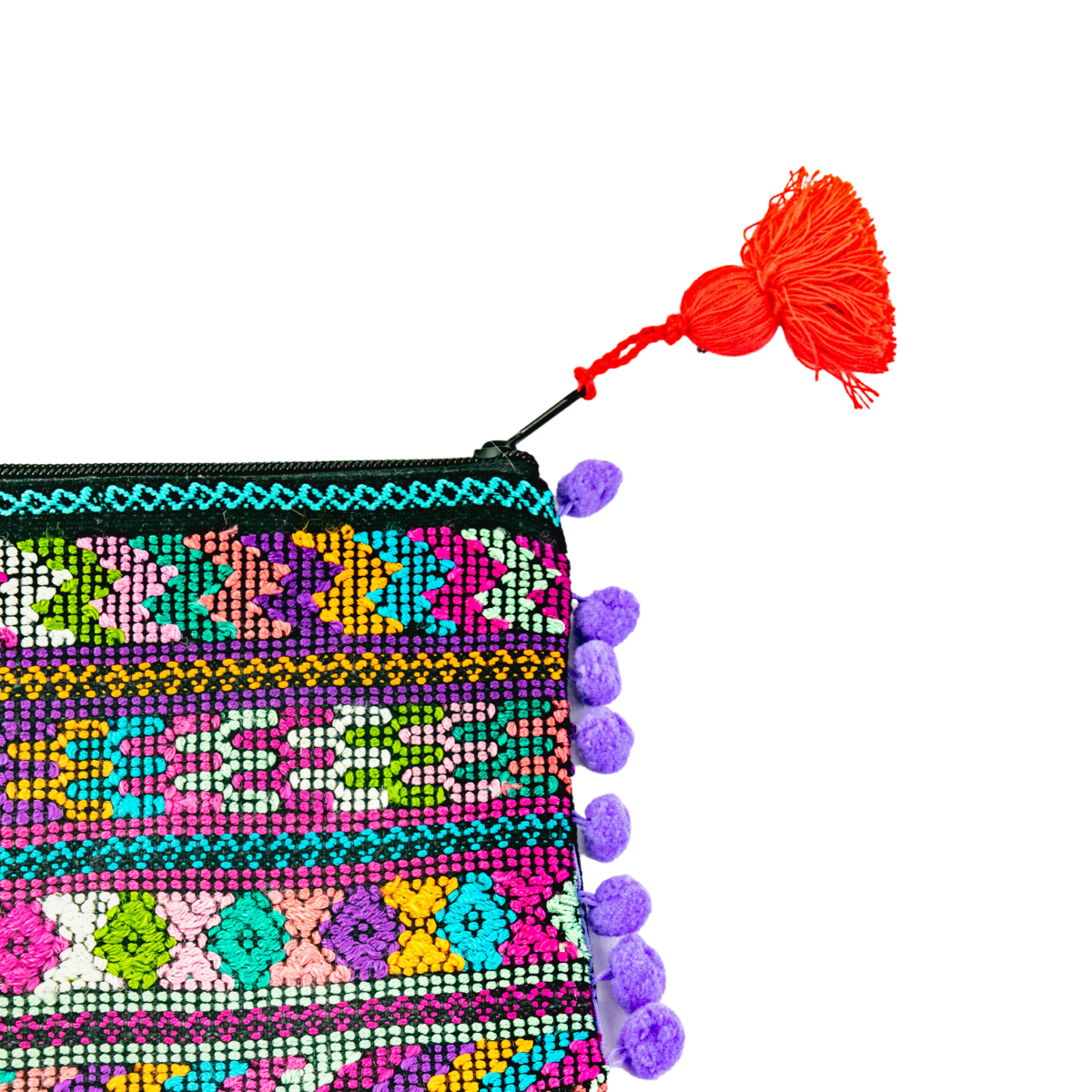Pom Pom Maya Bag Up - cycled Huipil (Assorted Colors) - Guatemala Bags La Vie Bien Pom Pom Maya Bag Up - cycled Huipil (Assorted Colors) - Guatemala