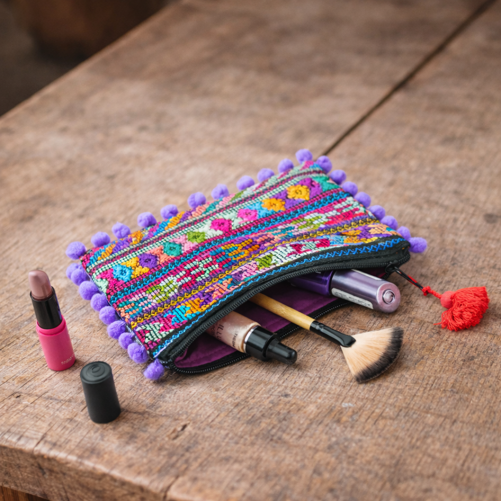 Pom Pom Maya Bag Up - cycled Huipil (Assorted Colors) - Guatemala Bags La Vie Bien Pom Pom Maya Bag Up - cycled Huipil (Assorted Colors) - Guatemala
