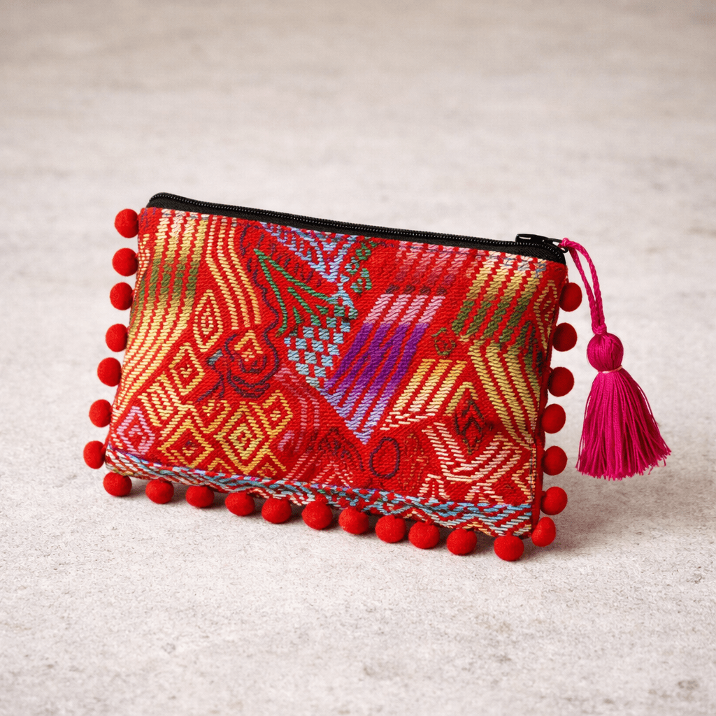 Pom Pom Maya Bag Up - cycled Huipil (Assorted Colors) - Guatemala Bags La Vie Bien Pom Pom Maya Bag Up - cycled Huipil (Assorted Colors) - Guatemala