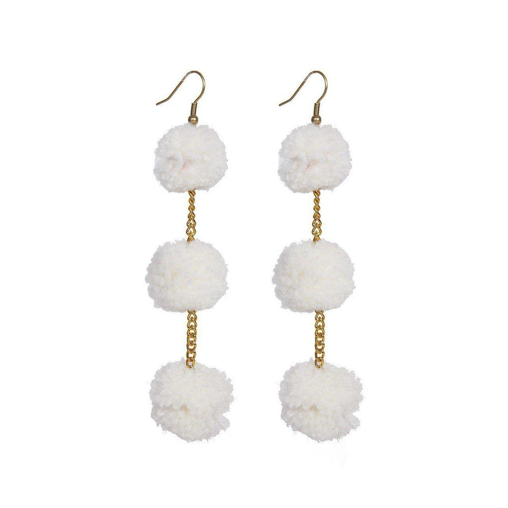 Pom Pom Triple Earrings - Thailand Jewelry La Vie Bien Pom Pom Triple Earrings - Thailand