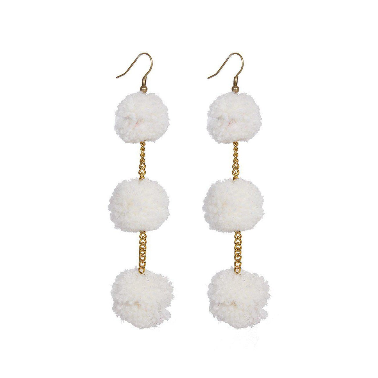 Pom Pom Triple Earrings - Thailand Jewelry La Vie Bien Pom Pom Triple Earrings - Thailand
