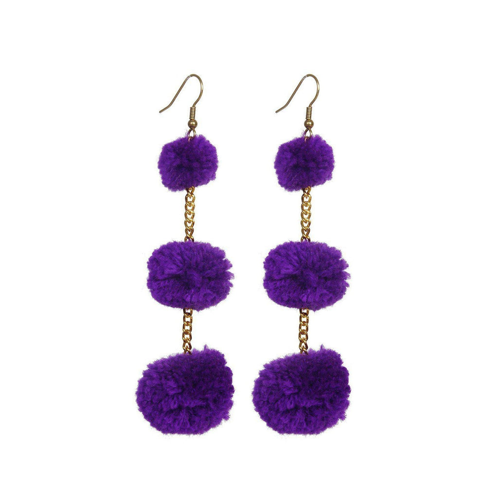 Pom Pom Triple Earrings - Thailand Jewelry La Vie Bien Pom Pom Triple Earrings - Thailand