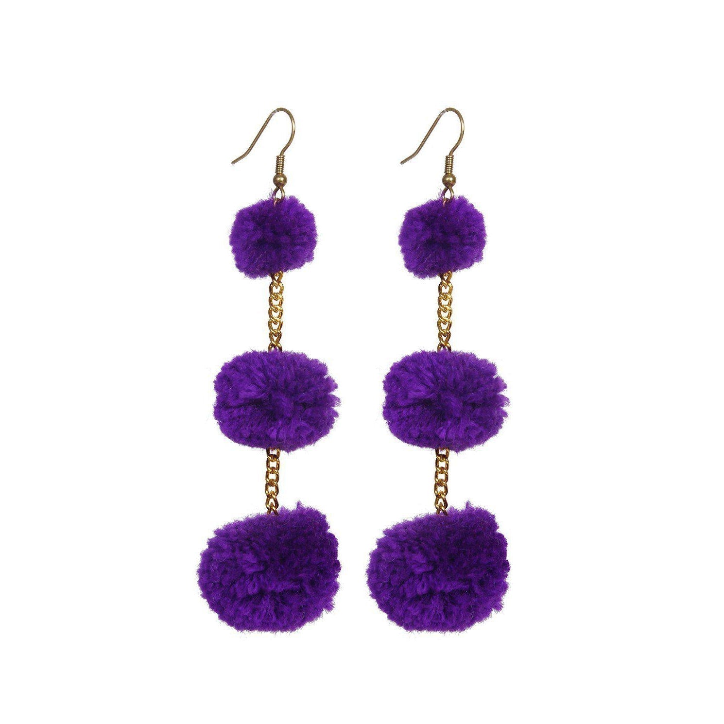 Pom Pom Triple Earrings - Thailand Jewelry La Vie Bien Pom Pom Triple Earrings - Thailand