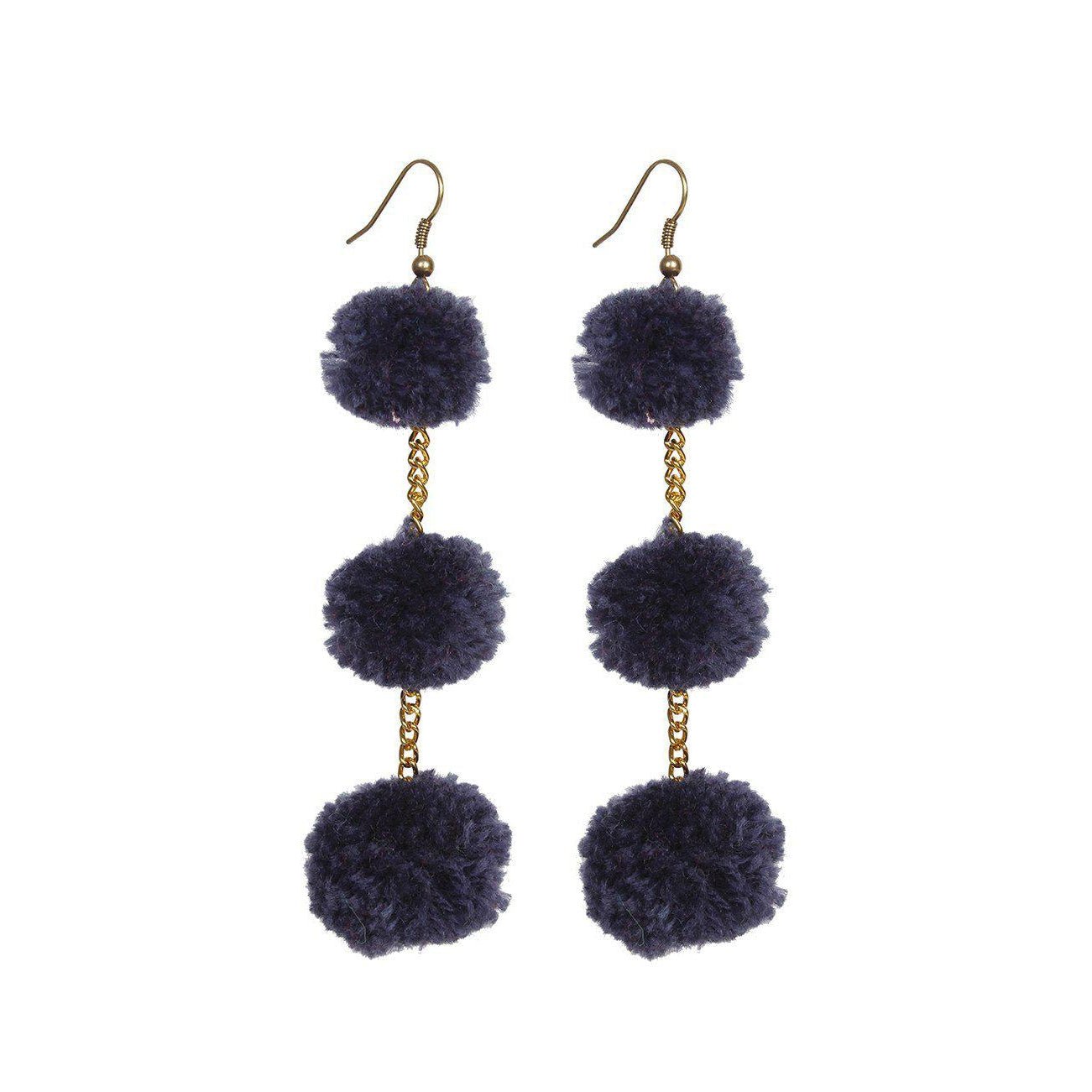 Pom Pom Triple Earrings - Thailand Jewelry La Vie Bien Pom Pom Triple Earrings - Thailand