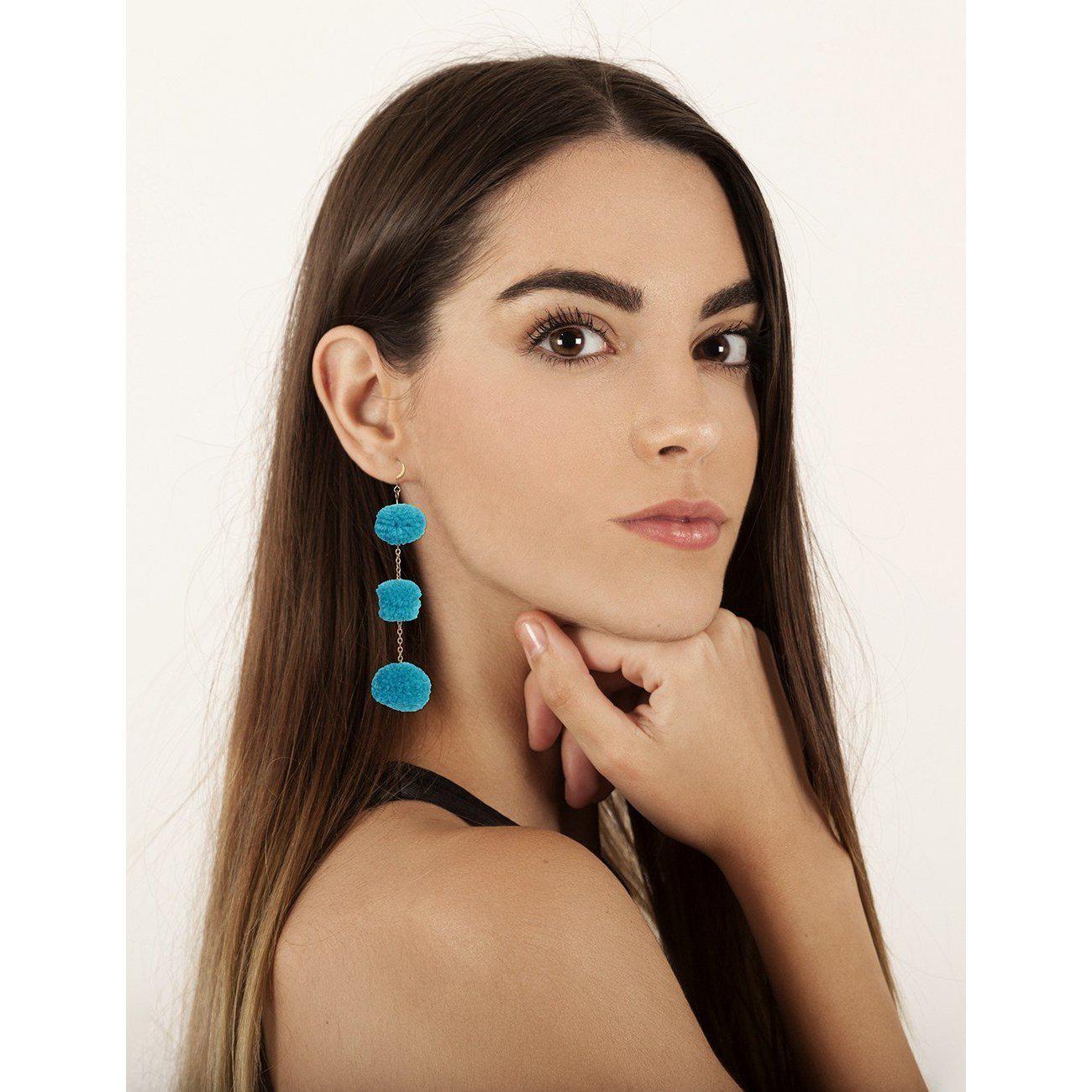Pom Pom Triple Earrings - Thailand Jewelry La Vie Bien Pom Pom Triple Earrings - Thailand