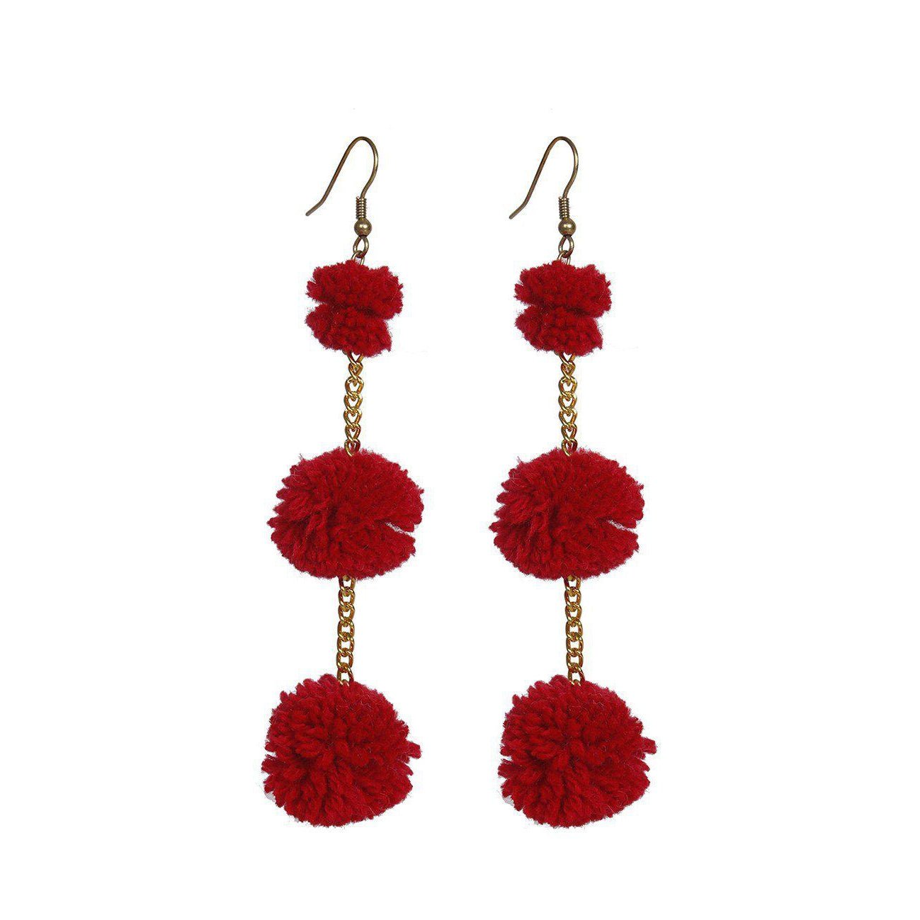 Pom Pom Triple Earrings - Thailand Jewelry La Vie Bien Pom Pom Triple Earrings - Thailand