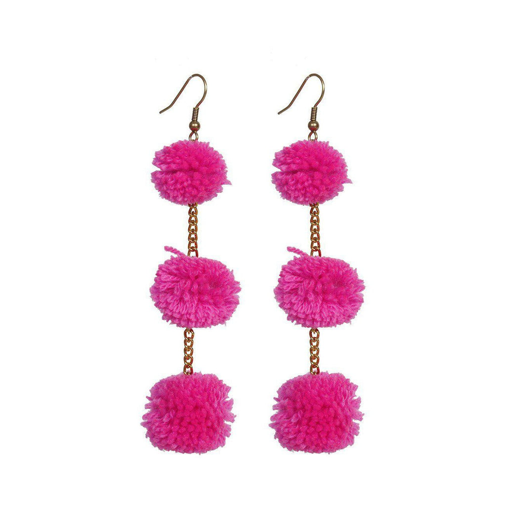 Pom Pom Triple Earrings - Thailand Jewelry La Vie Bien Pom Pom Triple Earrings - Thailand