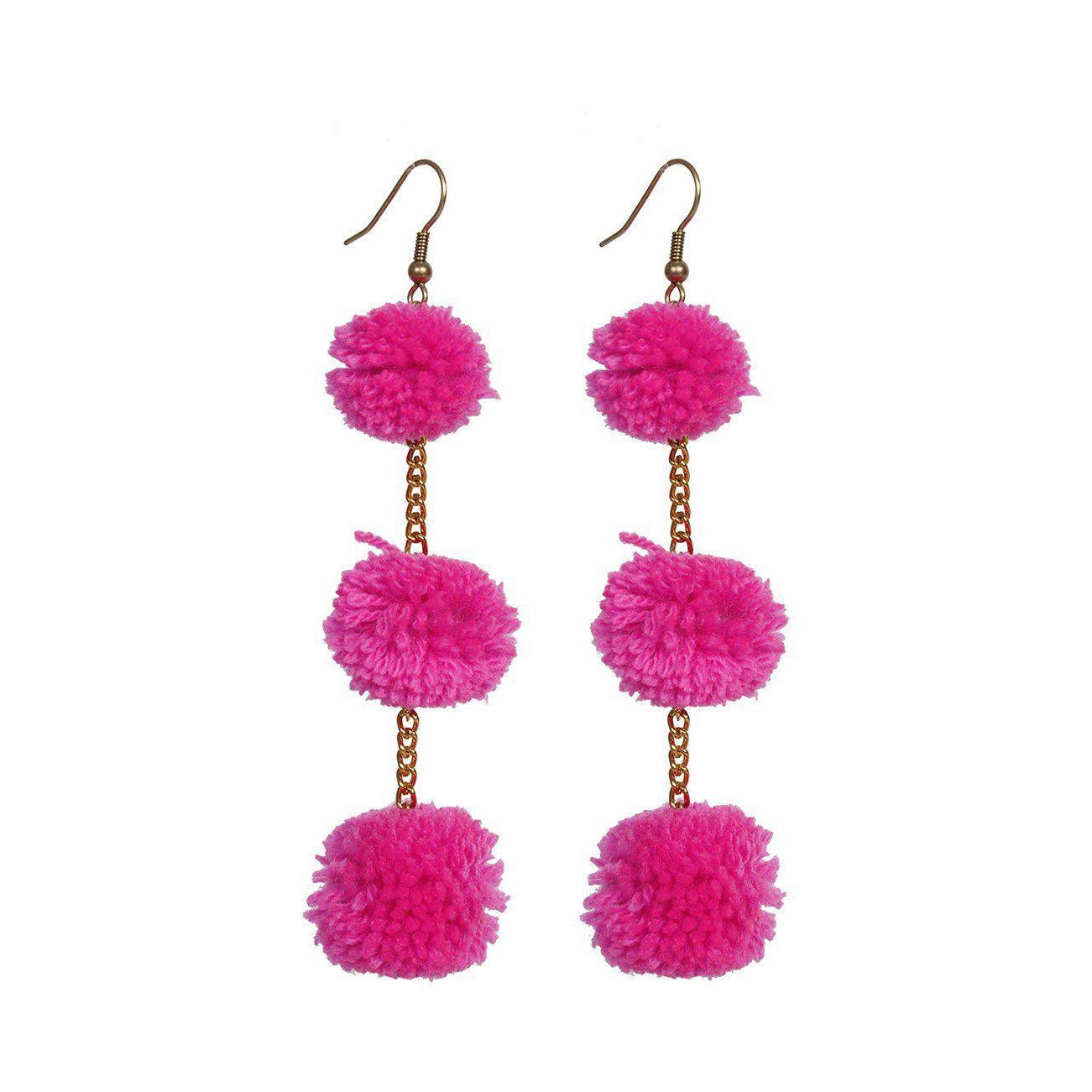 Pom Pom Triple Earrings - Thailand Jewelry La Vie Bien Pom Pom Triple Earrings - Thailand