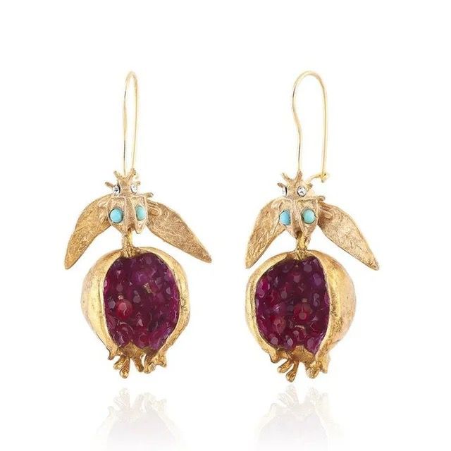 Pomegranate Earrings with Gemstones Earrings La Vie Bien Pomegranate Earrings with Gemstones