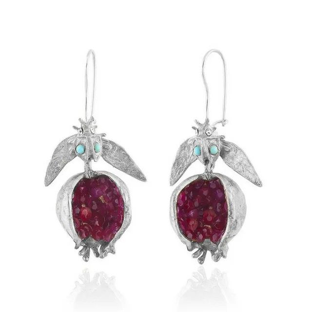 Pomegranate Earrings with Gemstones Earrings La Vie Bien Pomegranate Earrings with Gemstones