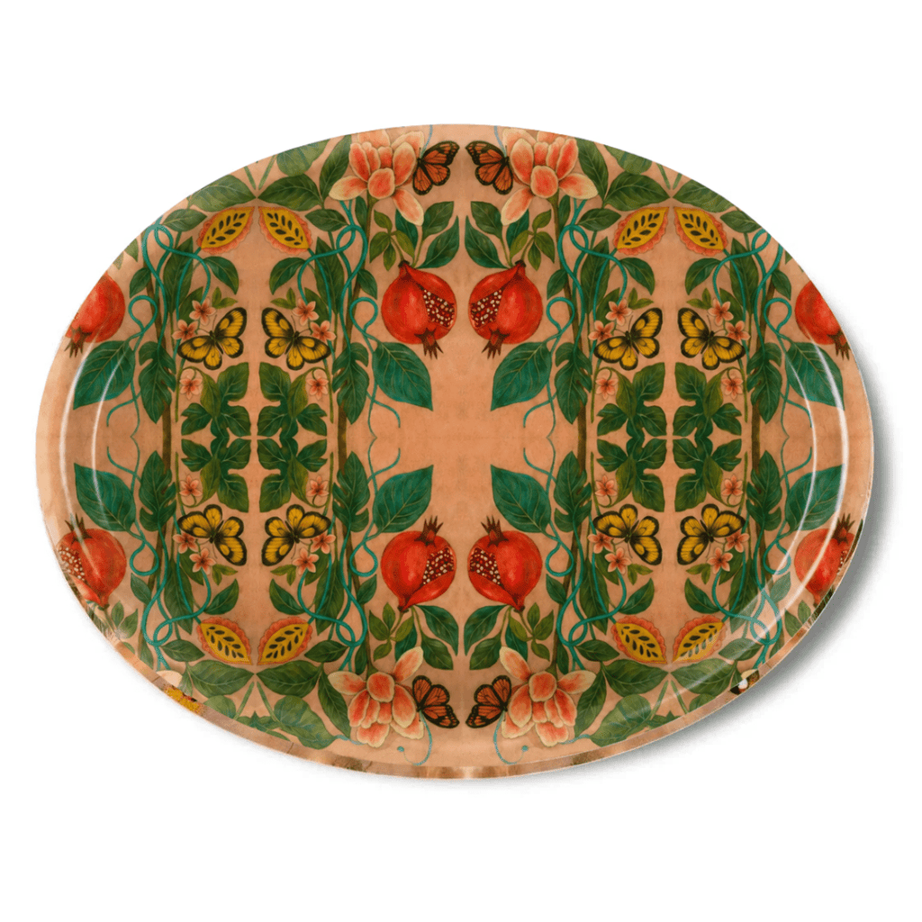 Pomegranate Migration Birchwood Decorative Tray - Oval Kitchen & Dining La Vie Bien Pomegranate Migration Birchwood Decorative Tray - Oval