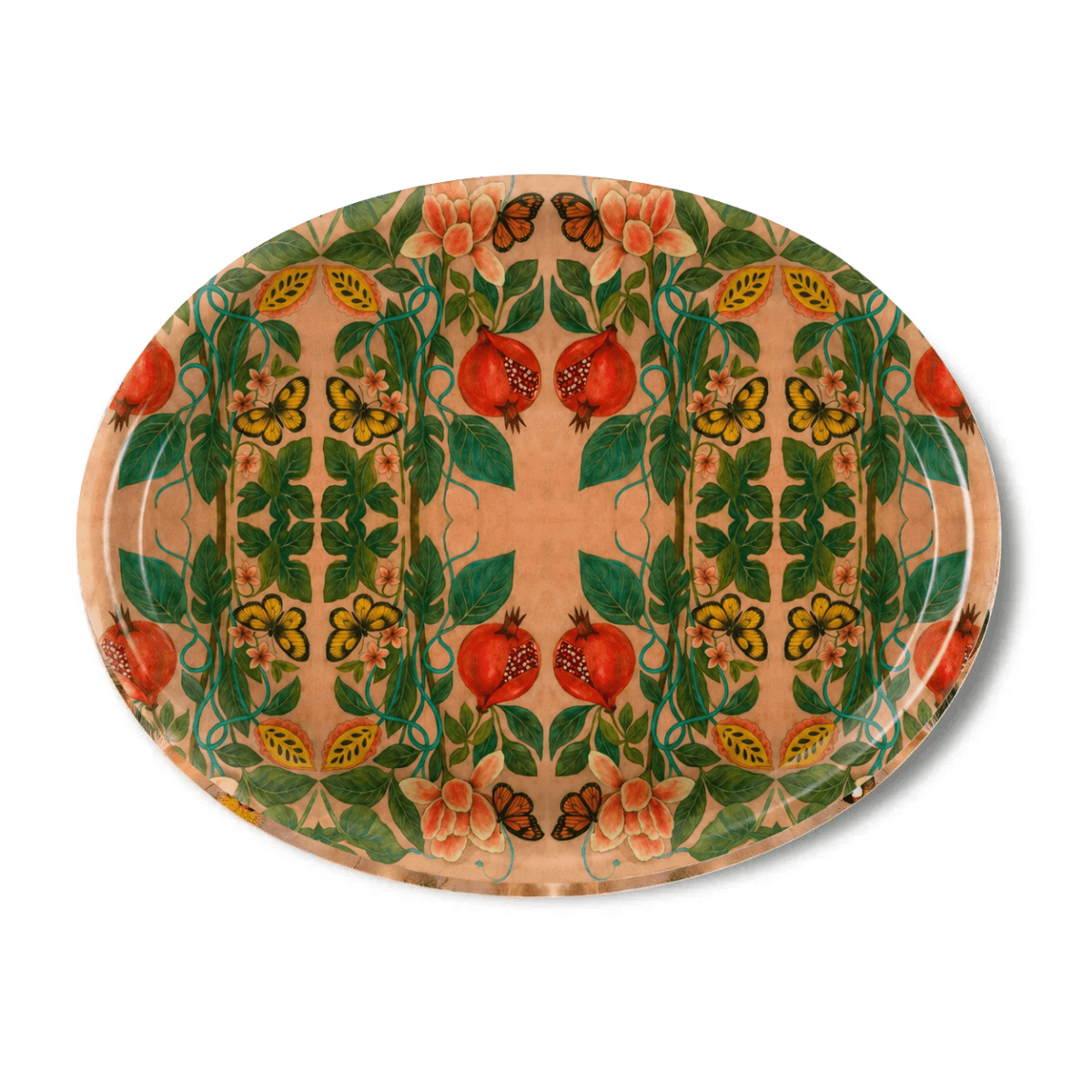 Pomegranate Migration Birchwood Decorative Tray - Oval Kitchen & Dining La Vie Bien Pomegranate Migration Birchwood Decorative Tray - Oval