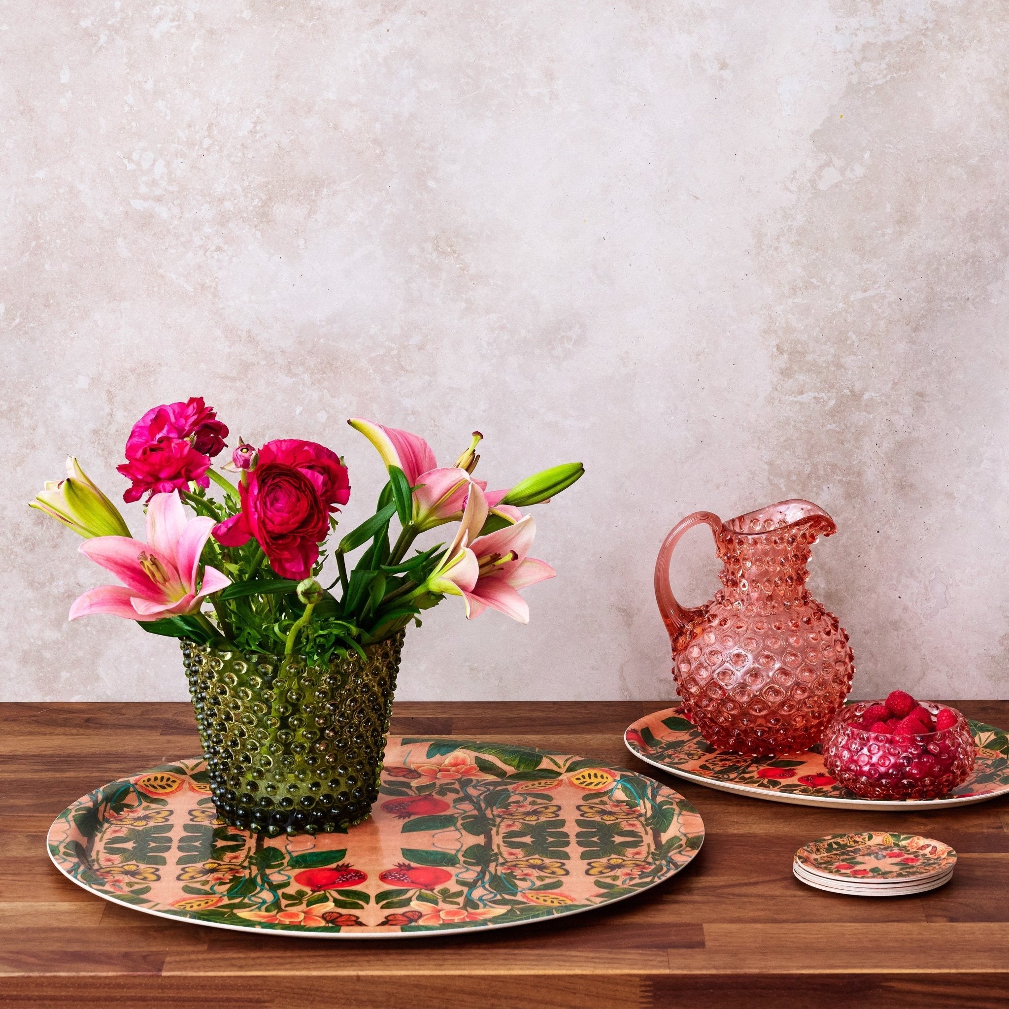 Pomegranate Migration Birchwood Decorative Tray - Round - Large Kitchen & Dining La Vie Bien Pomegranate Migration Birchwood Decorative Tray - Round - Large