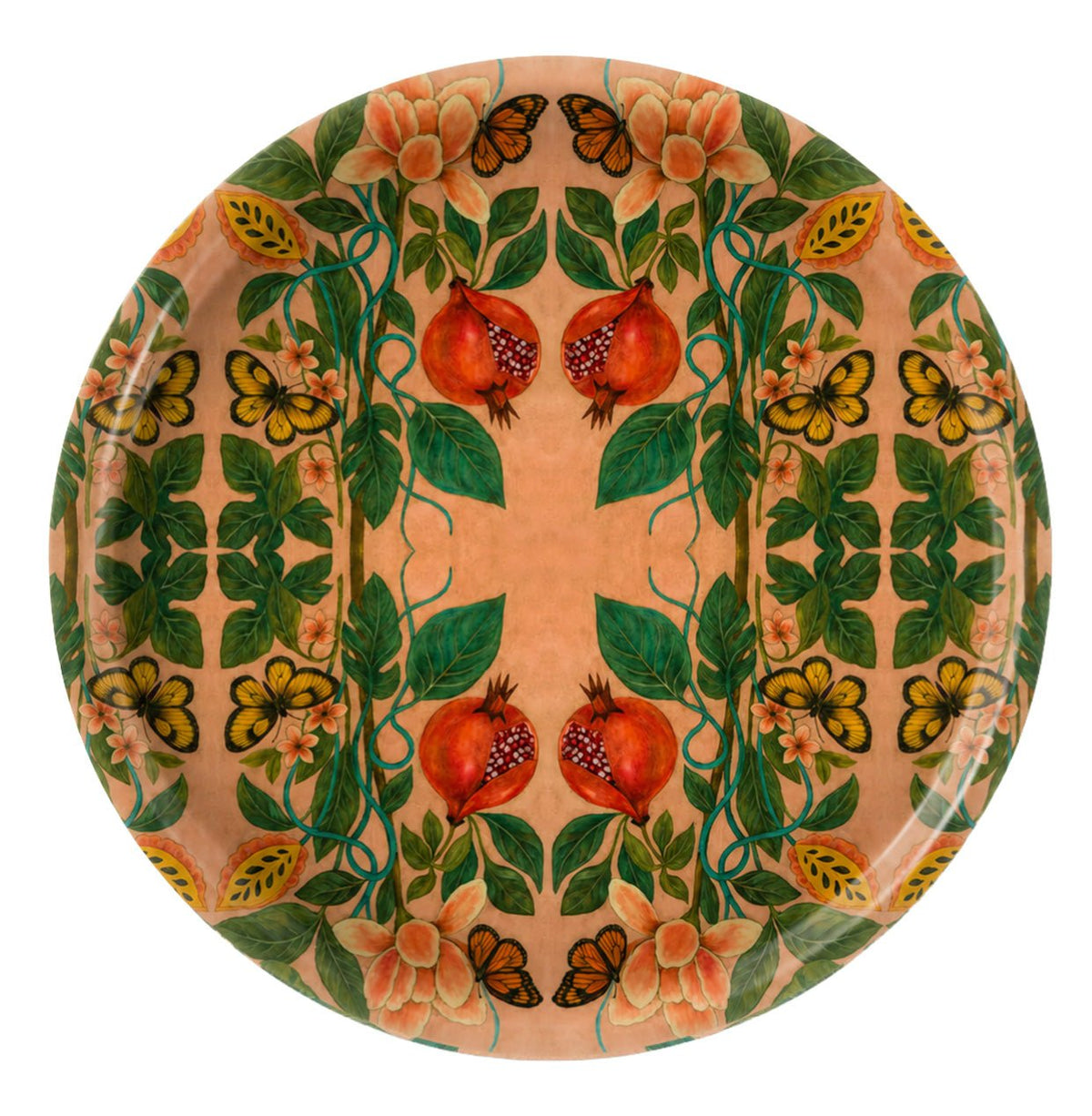Pomegranate Migration Birchwood Decorative Tray - Round - Large Kitchen & Dining La Vie Bien Pomegranate Migration Birchwood Decorative Tray - Round - Large