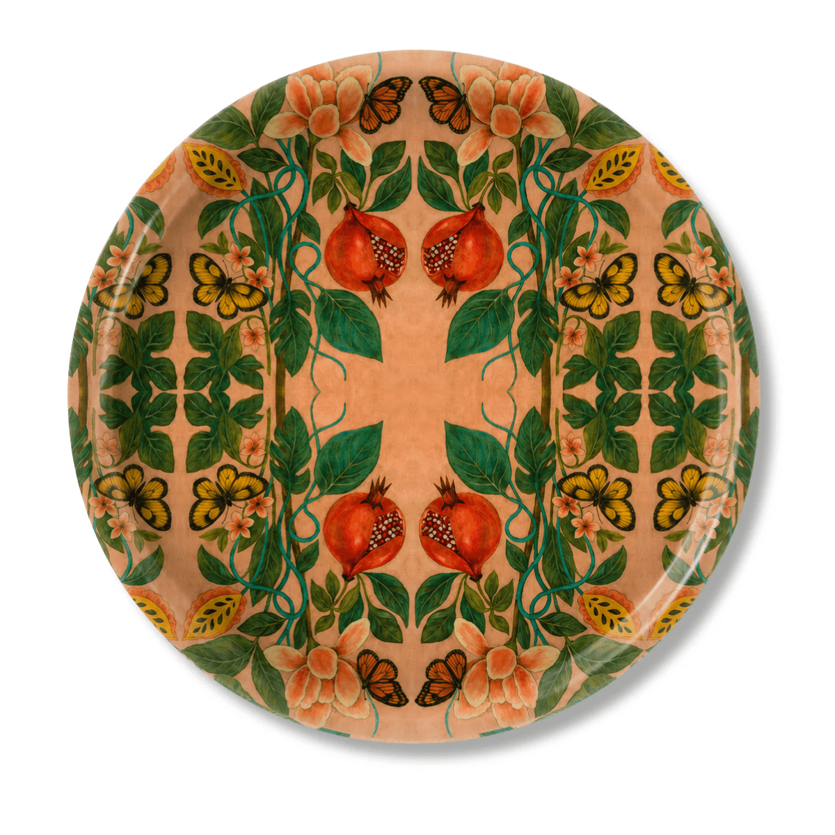 Pomegranate Migration Birchwood Decorative Tray - Round - Large Kitchen & Dining La Vie Bien Pomegranate Migration Birchwood Decorative Tray - Round - Large