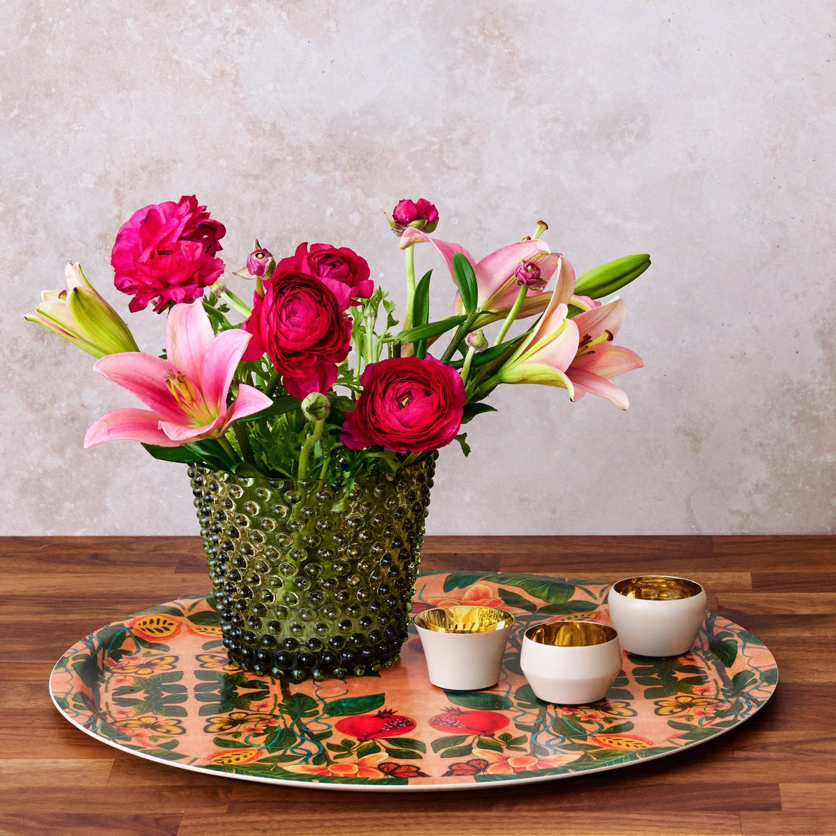 Pomegranate Migration Birchwood Decorative Tray - Round - Large Kitchen & Dining La Vie Bien Pomegranate Migration Birchwood Decorative Tray - Round - Large
