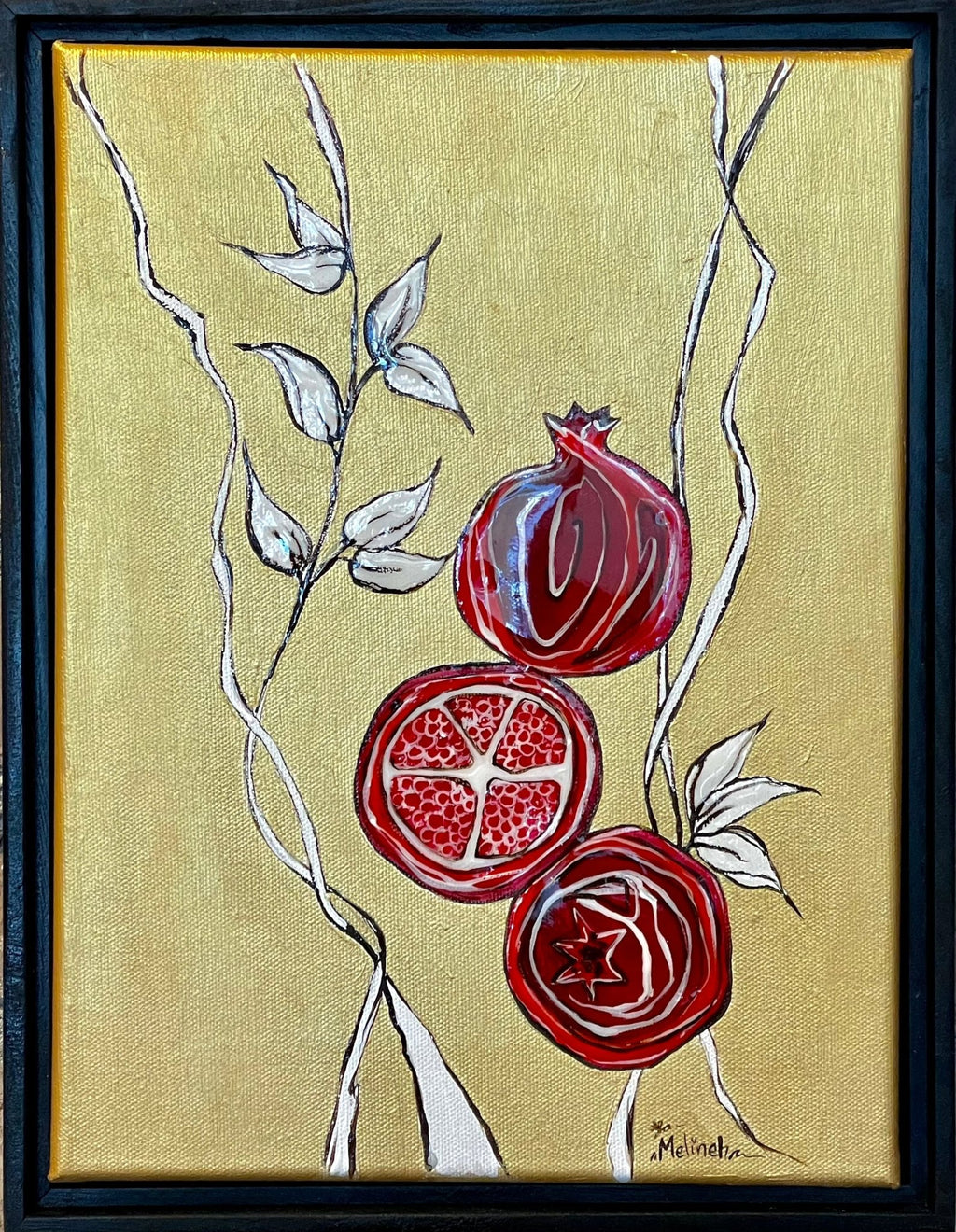 Pomegranates on Gold Painting Canvas Art La Vie Bien Pomegranates on Gold Painting