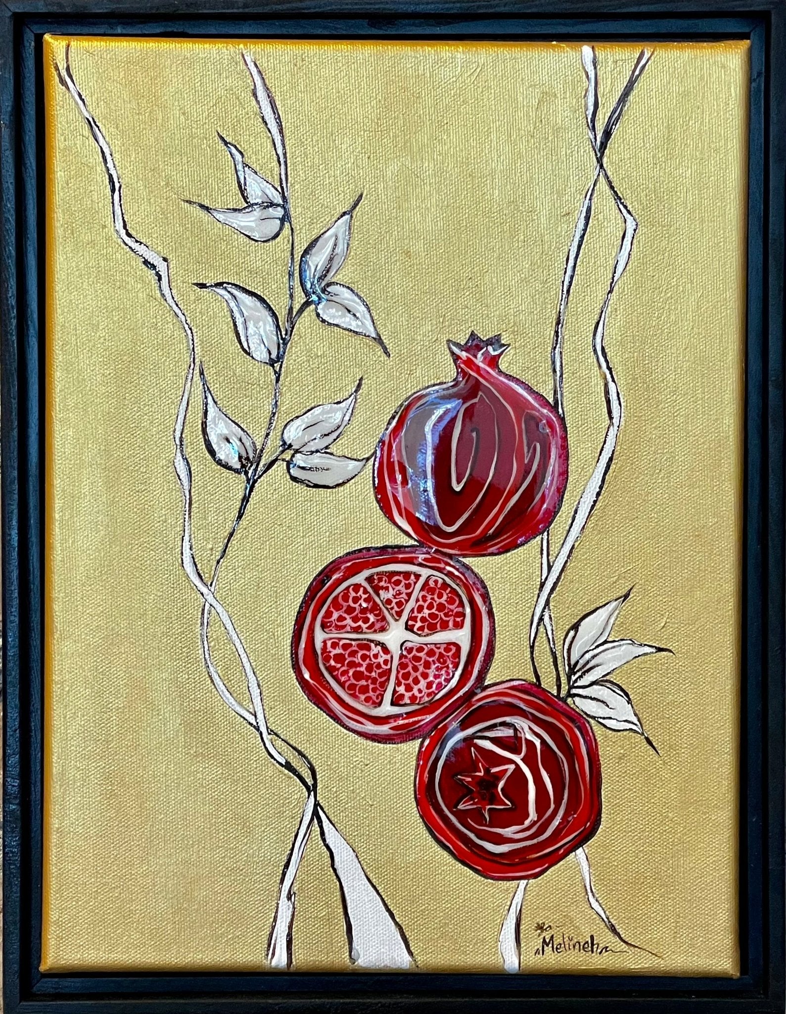 Pomegranates on Gold Painting Canvas Art La Vie Bien Pomegranates on Gold Painting
