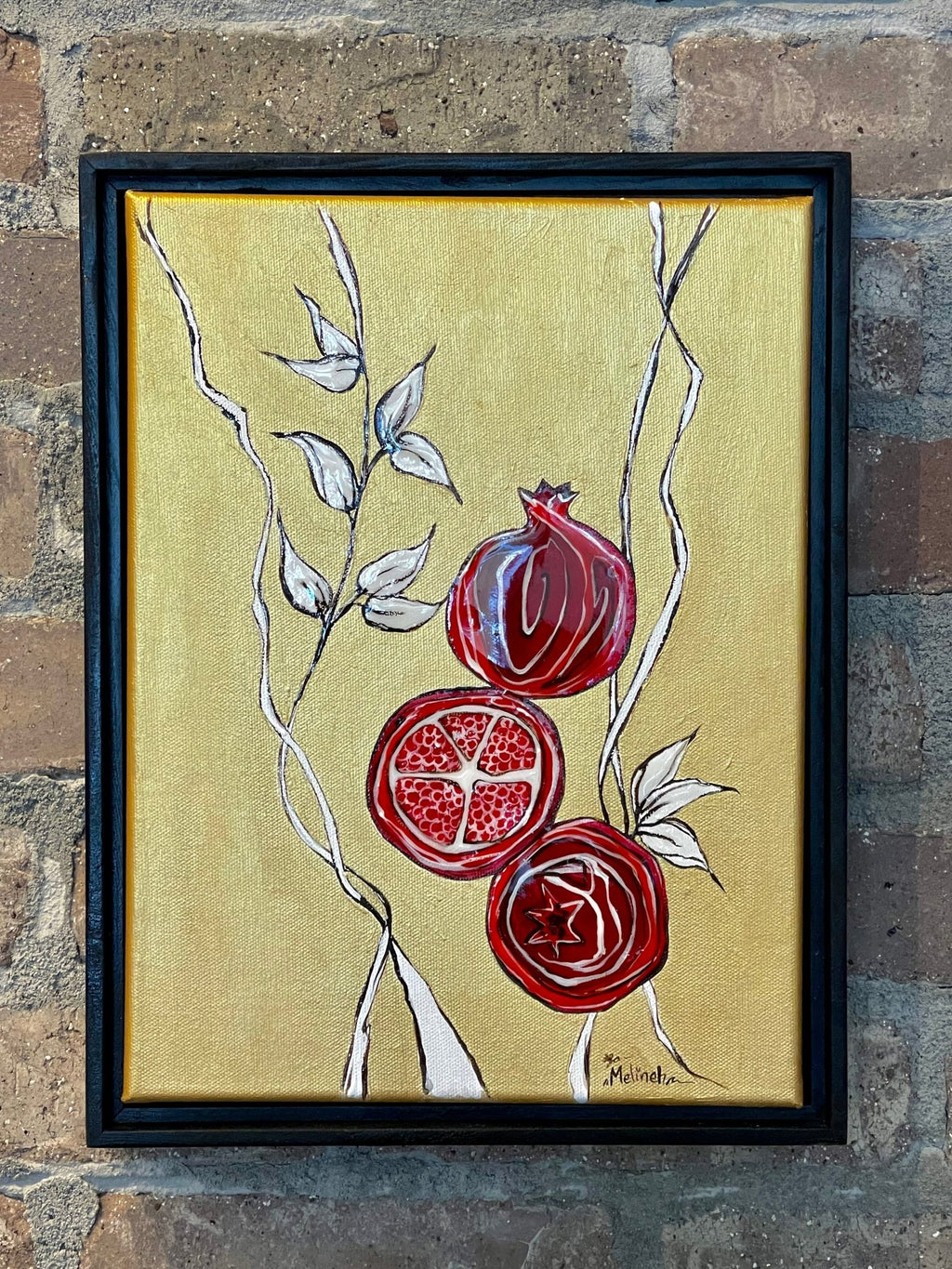 Pomegranates on Gold Painting Canvas Art La Vie Bien Pomegranates on Gold Painting