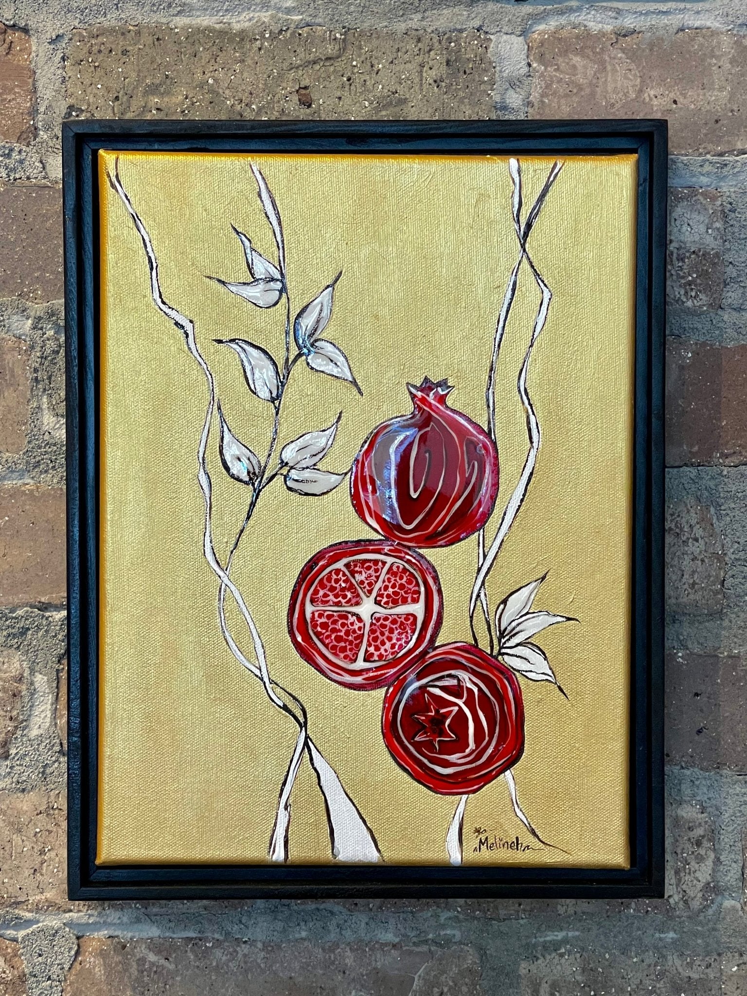 Pomegranates on Gold Painting Canvas Art La Vie Bien Pomegranates on Gold Painting